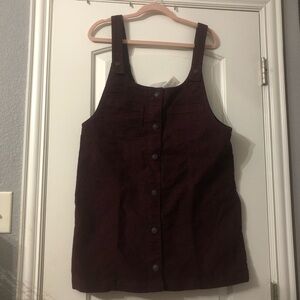 American Eagle Corduroy Red Velvet Overall Dress